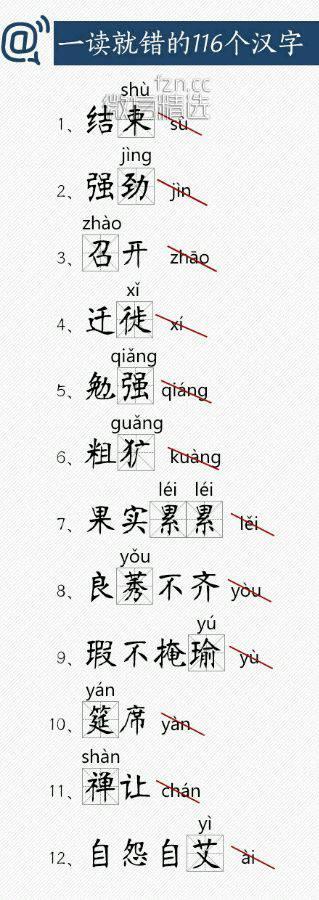 一读就错的116个汉字，你会读几个？
